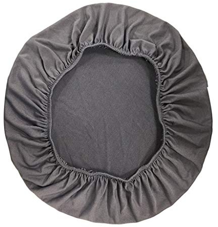 LOVIVER Hockerbezug Stretch 50 × 50 cm Rundbezug Stretchhussen Stretchbezug Stuhlbezug Stuhlhusse Stuhlüberzug - Grau