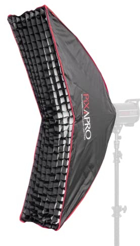 Pixapro 30x120cm 1X4ft Arc Strip Softbox Umbrella Open Easy Set Up Curve Soft Box Long Slim Diffuser Grid Softbox Studio Photo Rim Lighting Lightbox - Portrait Product Photography Video (Bowens Fit)