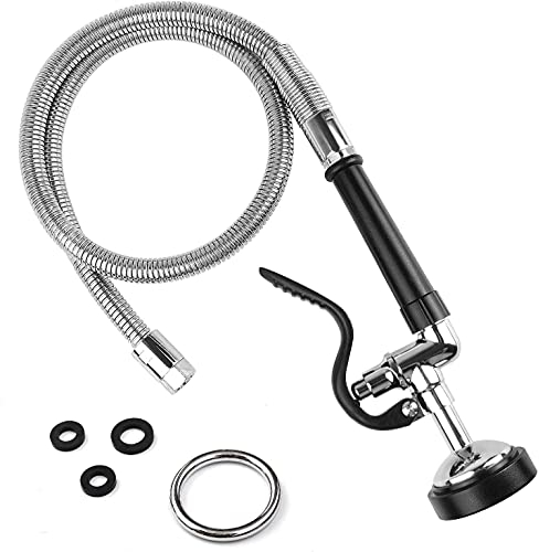 Pre-Rinse Replacement Kit - High Pressure Spray Head and Stainless Steel Hose Connection for Commercial Sink Tap