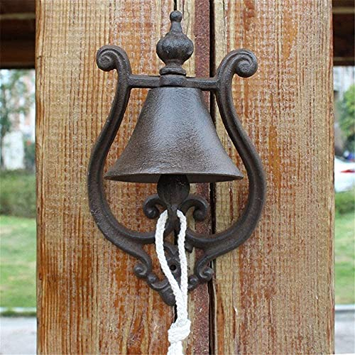 X&Z-XAOY Türklopfer Vintage Rustikale Gusseisen Willkommensschild Ringglocke Wandhalterung Türklingel Amerikanischen Landhausstil Dinner Bell Dekorative Haustürmöbel