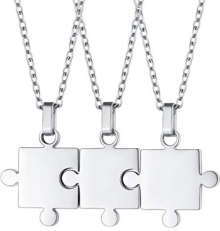 FaithHeart Personalisierte Puzzle Kette für Herren Damen Edelstahl DIY BFF Anhänger Kette Freundschaftskette Couple Kette mit Geschenkebox für Weihnachten Geburtstag