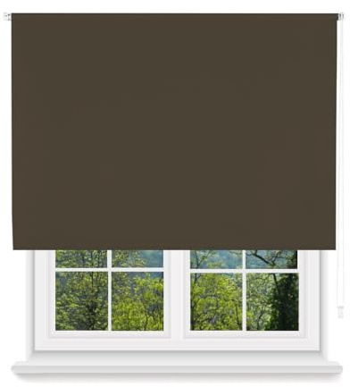 MERCURY TEXTIL- Estor Enrollable Opaco, Blackout (Marrón, 150x180cm) | Fácil de Instalar, Protección de Pantalla para Ventanas, Cierra el Paso de la luz