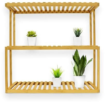 KARAT Blumentreppe Bambus Holz Regal Blumenständer, Pflanzregal, Blumentopfhalter, Blumenregal Balkon, Pflanzenleiter, Pflanzenbank für In- und Outdoor 68 x 30 x 71 cm, Kano