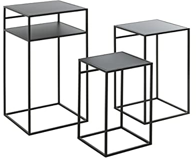 HAKU Möbel Beistelltisch 3er Set, schwarz, 26 x 26 x H42 / 30 x 30 x H50 / 34 x 34 x H64