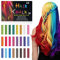 AOOWU Temporanea Gesso, 24 Colori Temporanei Gesso Capelli Temporanea Non Tossici Lavabili, Gesso Pettine Capelli Gessi Capelli Colorati per Trucco di Halloween, Party, Carnevale, Natale e DIY