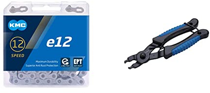 KMC Fahrradkette e12EPT, 12-fach, 1/2x11/128, 130 Glieder, silber & BBB Cycling LinkFix Kettengliedzange für Fahrräder, BTL-77