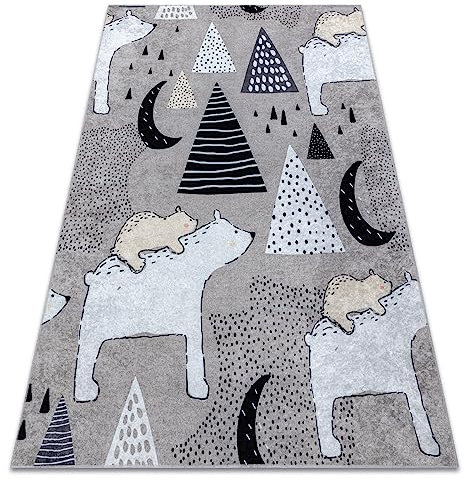 rugsx Kinderteppich JUNIOR 51974.802 Bären, Tiere, für Kinder, Anti-Rutsch - grau 80x150 cm