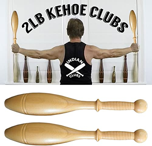 MBROS Indian Clubs Clubbell en Bois, Club d'exercice antidérapant 0,9 kg, Club lesté pour l'entraînement en Force/rééducation des épaules/améliore la Prise en Main
