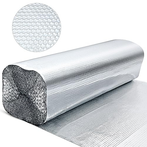 Ireer Reflective Foil Insulation Thermal Barrier 3mm Attic Door Insulation Cover Foam Board Commercial for Windows Garages Ducts(48’‘ x 100 ft)