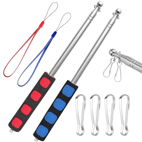 2 Pezzi Asta Bandiera pubblicitaria aste telescopiche allungabili per Bandiere Bandiera Personalizzata con Asta può Essere Utilizzato per Aste per Bandiere Guide Turistiche Campeggio(Rosso e Blu)
