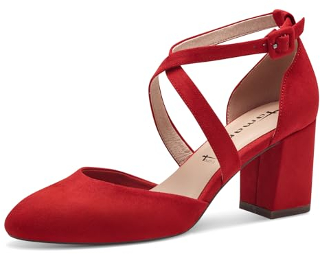 Tamaris Damen Pumps Textil Blockabsatz Vegan; RED, EU 40