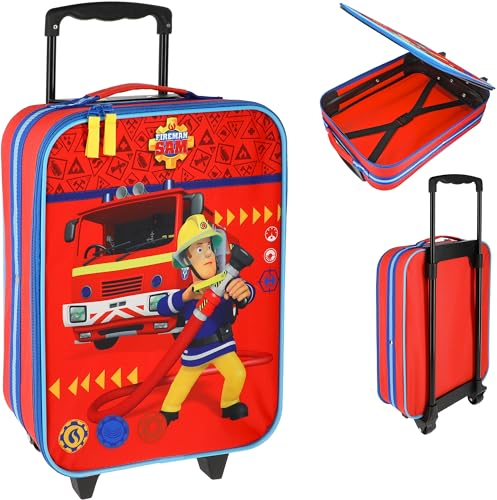 alles-meine.de GmbH großer - Kinder Trolley - Feuerwehrmann Sam - wasserabweisend & beschichtet - für Mädchen & Jungen - Trolly mit Rollen - groß XL Kindertrolley - Trolleyrucksa..