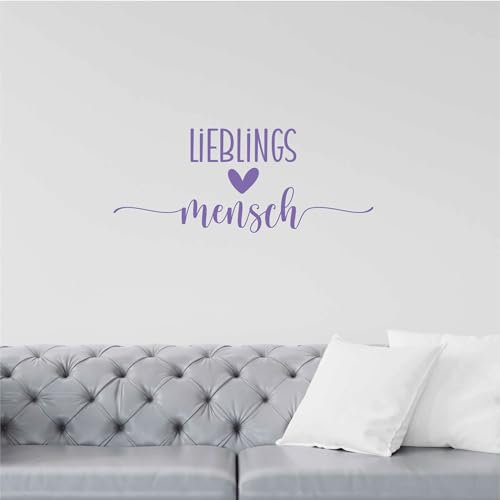 Indigos UG - Wandtattoo Wohnzimmer - Wandaufkleber Lieblingsmensch - Lavendel 60x24cm - Aufkleber Kinderzimmer Schlafzimmer Küche Badezimmer Büro Dekoration