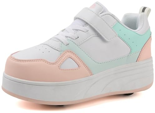 Kmrlofiy Rullskor för flickor, skateboardskor för flickor, rullskridskor, multifunktionsskor 2-i-1 rullskridskor, utomhussportskor, Kbd P34, 33 EU