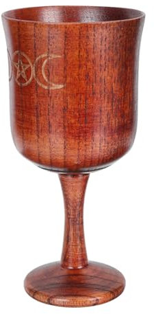 ABOOFAN Copa Del Sacrificio Decoración Religiosa De Madera Natural Diseño De Pentagrama y Luna Creciente, Accesorio Santo Para Altares y Ritual, Ornamento Para Sacrificios