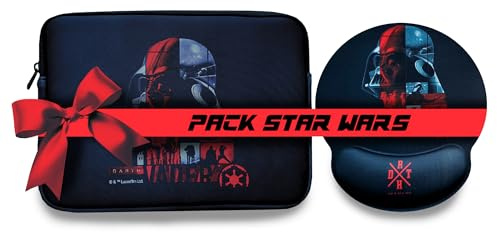 WONDEE Pack Star Wars Cadeaux, Housse Universelle 11 Tablettes/iPad + Tapis Souris Ergonomique de Dark Vador - Cadeaux Originaux Fans de Dark Vador, Star Wars Merchandising Officiel