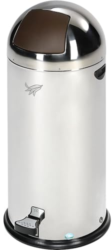 VAR | Push-Abfalleimer | Edelstahl mit Pedal | braun | Volumen 55 l | HxBxT 930 x 455 x 455 mm