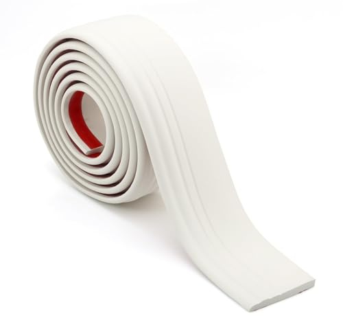 Rollo de rodapié de espuma flexible de 5 - (Longitud: 5/10 m, blanco) - Moldura de pared for zócalo de PVC autoadhesiva - Cubiertas for rodapiés - Moldura angular de PVC - Tiras for calafatear y embe