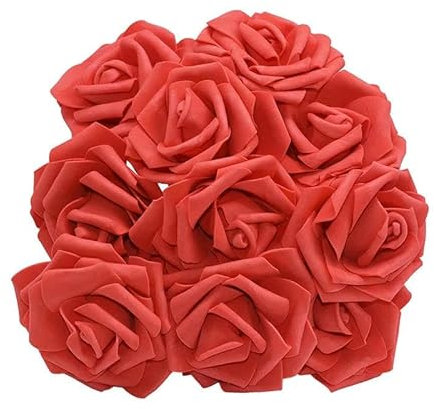 ZFISH 10/20/30 Stück 8 cm künstliche PE-Schaumrosen, Brautsträuße für Hochzeitstische, Home-Party-Dekorationen, DIY-Scrapbooking-Zubehör, rot, 20 Stück