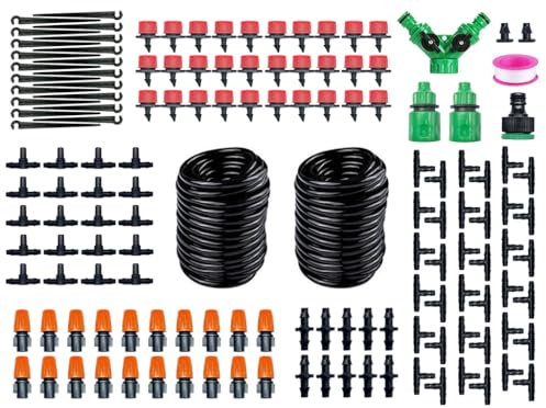 Hitopin Kit Di Irrigazione A Goccia,Sistema Di Irrigazione Da Giardino,Automatico Irrigazione A Goccia Kit,Micro Drip Irrigation Kit,Kit Irrigazione A Goccia Adatto Per Prato, Giardino,Orto