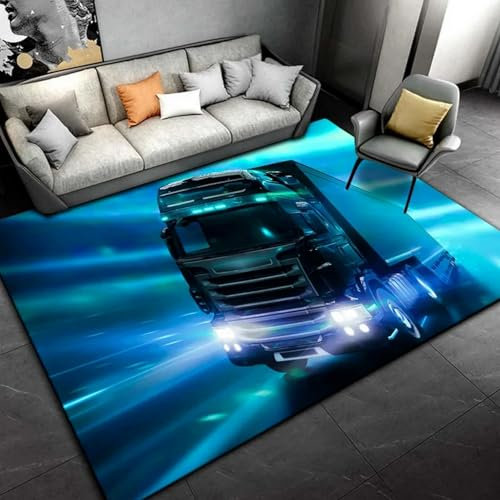 3D Lkw-Transporter-Auto Teppich Kinder Jungen Kinderzimmer Gaming Teppich Schlafzimmer Dekoration Wohnzimmer Krabbelmatte Modern Kinderteppiche Waschbarer 160 X 230 Cm / 62.99 X 90.55 - Leicht -3F4U