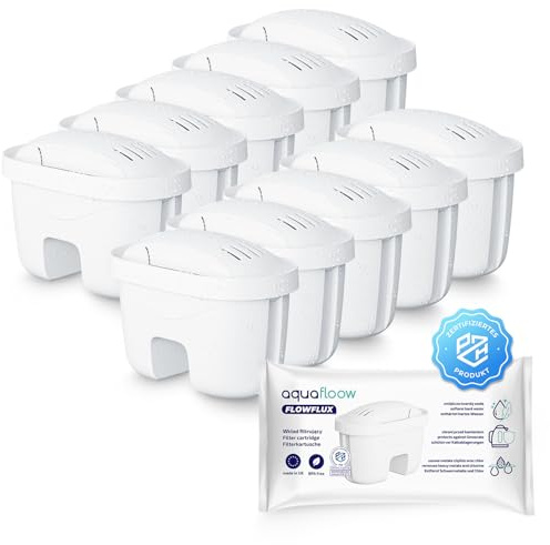 Aquafloow Wasserfilter Kartuschen Aquaflux 10 Stück | Kompatibel Laica Bi-Flux, Aquaphor, Dafi Unimax | Filter mit Aktivkohle und Lonenaustauscherharz, Reduzierung von Kalk, Chlor