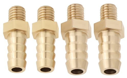 LT Easiyl Lot de 4 raccords métriques en laiton M5 x 0,8-5 mm et M5 x 0,8-6 mm pour tuyau d'étang, adaptateur de tuyau de piscine, raccord fileté mâle doré