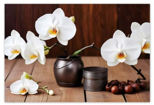 H10406M_NS1AL Stickers muraux Motif orchidées blanches 200 x 135 cm
