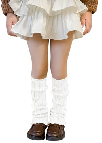 Kinderstulpen Ballettstulpen Kleinkinder Sport Tanzstulpen Beinstulpen Weiche Legwarmer für Mädchen Baby Beinwärmer Kniestrümpfe Leggings Warme Beinstulpen Grobstrick Beinstulpen (White, One Size)