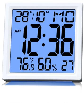 Timloon Digital Alarm Clock Mini Size for Bedside, Big Numbers Display with Backlight, Alarm, Temperature and Humidity, 12/24H, Snooze,℃/℉ Switching (Size: 3.7x3.7)