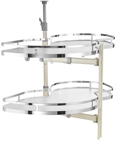 VEVOR Eckschrank-Organizer nach rechts, ausziehbarer Organizer für Jalousieschrank, 2-stufiges, höhenverstellbares Schwingtablett, sanft schließender Küchen-Organizer, rechts zu öffnen