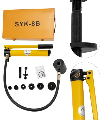 8T Hydraulisch Blechlocher Lochstanze Zylinder Hydraulikpumpe Set, Hydraulischer Ausbrechstempel mit 6 Optionale Matrizen 22-60 mm