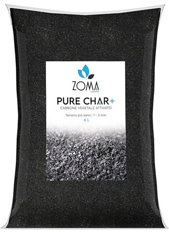 ZOMAGARDEN - Carbone Vegetale Attivo per Piante - Fertilizzante Naturale per Migliorare il Suolo - Ideale per Terrari e Colture - 100% di Origine Vegetale - 6L
