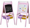 HOMCOM Pizarra Infantil Caballete 3 en 1 Caballete Infantil de Doble Soporte para Niños de +3 Años con Papel en Rollo y 2 Cestas de Almacenaje 58,5x50,5x118 cm Rosa
