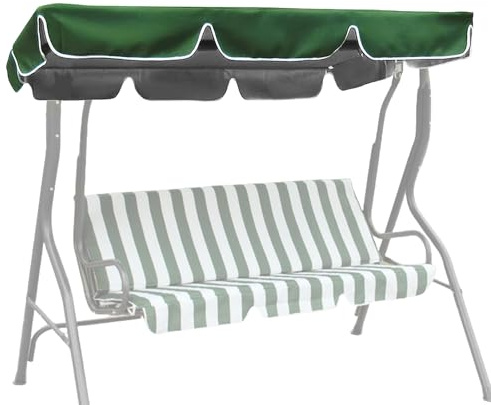 Hollywoodschaukel Dachbezug, Hollywoodschaukel Ersatzdach 195x125 cm, Wasserdicht, Schutzhülle Gartenmöbel, UV Schutz Sonnendach für Gartenschaukel, Dach für Hängebank Schaukel, Dunkelgrün