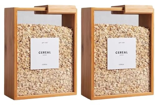 diwedaso 2 teiliger Müsli und Reisspender für die Speisekammerorganisation Speisekammerorganisatoren und Aufbewahrung Müslispender aus Holz