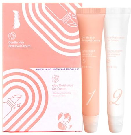 2PCS Facial Hair Remover for Women - Hair Removal Kit with Hair Removal Gel & Nourishing Gel - Natural Painless Facial Hair Remover for Women - Face & Lip Ha-ir Removal Cream for All Skin Types