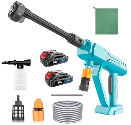 Cordless Pressure Washer,for Makita 18V 2 x 3.0AH battery,6-In-1 Nozzle, Water Pump 5M Hose,Foam Generator Nozzle,for Patio Cleaning and Car Washing