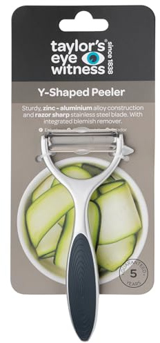 Premium Y Shaped Vegetable Peeler - Taylors Eye Witness, Great Kitchen Gadget, with Sturdy Zinc Aluminum Construction with Silver and Graphite Colour, Glides Easily Over Apple, Carrot Or Potato.