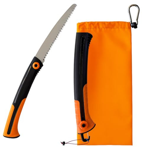 Sawventure Sega Pieghevole Ultra Leggera 205g Lama in Acciaio al Carbonio Affilabile, Manico Ergonomico Antiscivolo, Fodero, Moschettone, Corda, Custodia Gore-Tex Campeggio Bushcraft Survival Trekking