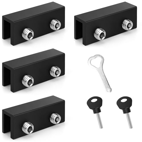 Shwdsy Cierre Ventana Corredera, 4 Piezas Cerradura Ventana Corredera, Bloqueo Ventanas Correderas Ajustable, Seguridad y Antirrobo Contracierre Ventana Corredera, para Puertas y Ventanas Correderas