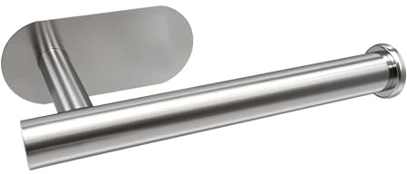 Ainkou Self Adhesive Toilet Roll Holder Wall Mounted, Tissue Handle Stainless Steel Rustproof Toilet Paper Holder for Bathroom, Kitchen, No Drilling (Silver)