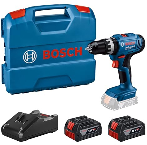 Bosch Professional 18V System Cordless Impact Drill Driver GSB 18V-25 (Screw Ø max. 10 mm, incl. 2X GBA 4.0Ah, GAL 18V-40, L-Case Pick & Click)