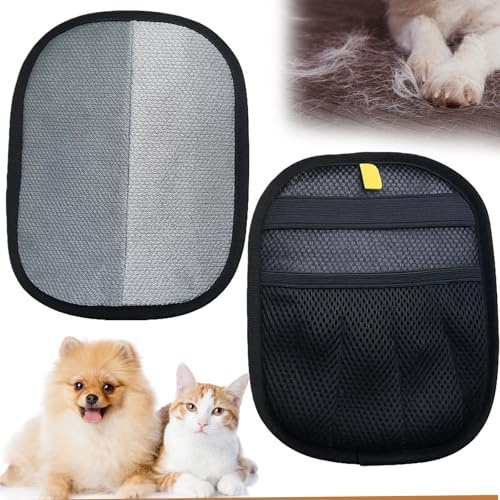 VelvetGlow handskar för husdjurshår, 2-pack fem fingrar elektrostatiska handskar husdjurshår, hund katt hårborttagningsverktyg för möbler, bil, soffa, matta, kläder