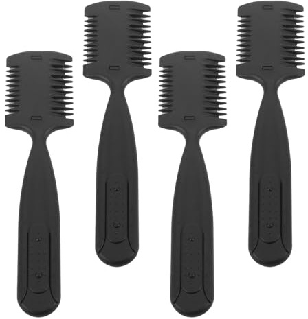 Healifty Pettine per Diradare e Sfumare Chioma a Doppio Scopo 4 Pezzi Lama per Doppie Punte Strumento Professionale per Taglio e Modellatura Chioma Ergonomico per Uso Casa e Salone