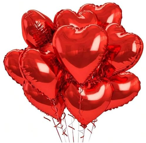 100 Folienballons * ROTES HERZ * als Deko oder Geschenk zum Valentinstag, Hochzeit und Geburtstag | 45cm groß, für Luft und Helium | Rot Herzluftballons Luftballon Ballon Party Ballongas