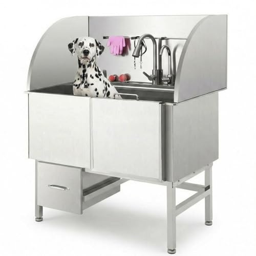 CuisinSmart 60 Large Dog Bathtub, Professional Dog Washing Station with Storage, Wash Attachment, Bath Pool for Outdoor, Indoor Shower and Grooming (60 Right Door)