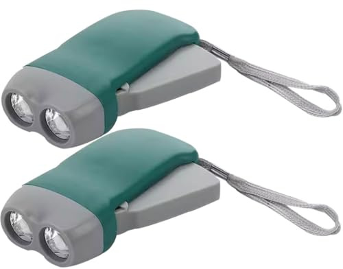 Lot De 2/4/8/10 Lampes De Poche À Manivelle, 2 Lampes De Poche À Dynamo D'urgence À LED, Auto-alimentée, Pour La Pêche, Les Voyages(Green color,Set 1)