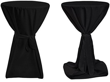 TexDeko® Stehtischhussen Premium mit Schleifenband Schwarz Ø 100cm | Husse für Bistrotisch, blickdicht 170gsm Stoffgewicht, Überwurf, Bartisch, Tischüberzug, Event, Gastronomie, waschbar
