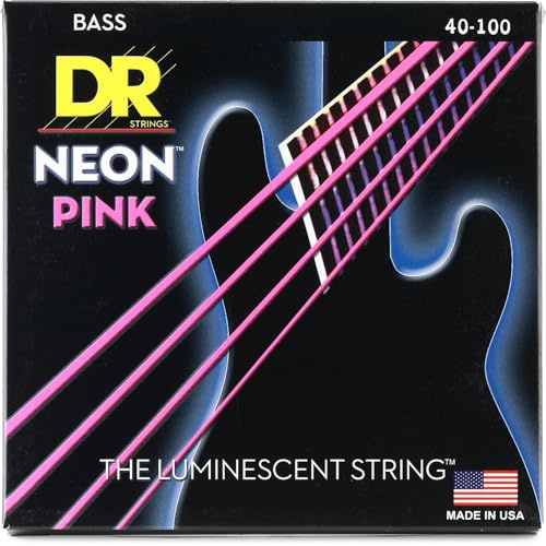 DR Strings NPB-40 HI-DEF NEON Bassgitarrensaiten | UV aktive K3 Beschichtung, Maximale Sichtbarkeit, Brillanter Klang, Buehnentauglich, Made in USA